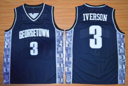 Maillot De Basket NCAA Georgetown Hoyas Allen Iverson 3 College Basketball Throwback Marine
